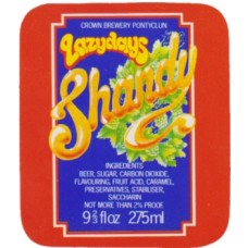 Crown Brewery Lazydays Shandy 9 2/3 fl oz 275ml Beer Bottle Label