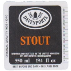 Davenports Birmingham Stout 550ml 19.4 fl oz Beer Bottle Label
