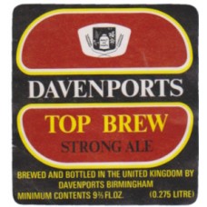 Davenports Birmingham Top Brew Strong Ale 9 2/3 fl oz 0.275l Beer Bottle Label