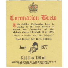 Eldridge Pope Coronation Brew 1977 Beer Bottle Label