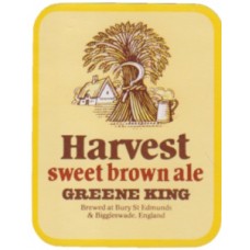 Greene King Bury St Edmunds Harvest Sweet Brown Ale Beer Bottle Label