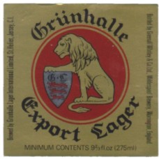 Grunhalle Export Lager (Grunhalle Internationl) 9 2/3 fl oz 275ml Beer Bottle Label