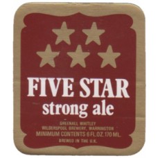 Greenall Whitley Warrington Five Star Strong Ale 6 fl oz 170ml Beer Bottle Label