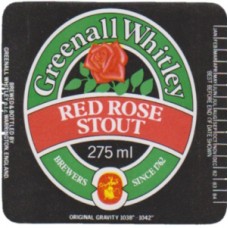 Greenall Whitley Warrington Red Rose Stout 275ml Beer Bottle Label