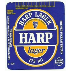 Harp Lager Limited Harp Lager 275ml B 228 Beer Bottle Label