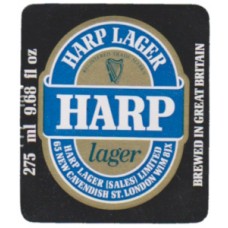 Harp Lager Limited Harp Lager Brewed In GB 275ml 9.68 fl oz Beer Bottle Label