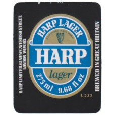 Harp Lager Limited Harp Lager B 232 275ml 9.68 fl oz Beer Bottle Label