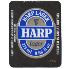 Harp Lager Limited Harp Lager C 316 275ml 9.68 fl oz Beer Bottle Label