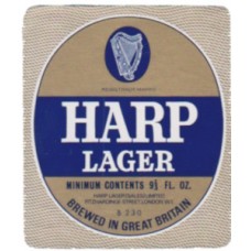 Harp Lager Limited Harp Lager B 230 Brewed In GB 9 2/3 fl oz Beer Bottle Label