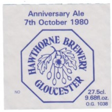 Hawthorne Brewery Anniversary Ale 1980 27.5cl 9.68 fl oz Beer Bottle Label