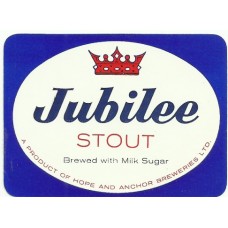 Hope & Anchor Breweries Jubilee Stout Brewed With Milk Sugar Beer Bottle Label