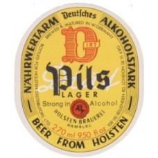 Holsten UK Pils Lager Strong In Alcohol 270ml 9.50 fl oz Beer Bottle Label