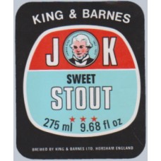 King & Barnes Brewery Horsham JK Sweet Stout 275ml 9.68 fl oz Beer Bottle Label