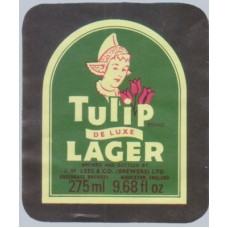 Lees Brewery Manchester Tulip De Luxe Lager 275ml 9.68 fl oz Beer Bottle Label