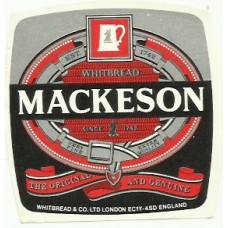 Whitbread Mackeson Beer Bottle Label