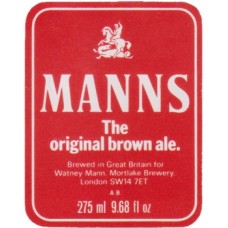 Manns The Original Brown Ale (For Watneys) AB 275ml 9.68 fl oz Beer Bottle Label