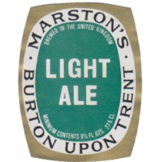 Marstons Brewery Burton Light Ale 9 2/3 fl oz 275ml Beer Bottle Label
