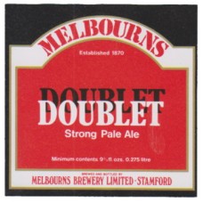 Melbourns Brewery Stamford Doublet 19 1/3 fl ozs 0.55 litre Beer Bottle Label