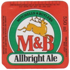 Mitchell & Butlers Allbright Ale 550ml og 1033-1037 Beer Bottle Label
