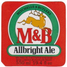 Mitchell & Butlers Allbright Ale 550ml 19.4 fl oz Beer Bottle Label