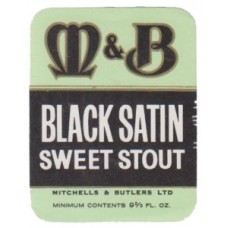 Mitchell & Butlers Black Satin Sweet Stout 9.2/3 fl oz Beer Bottle Label