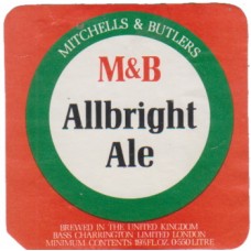 Mitchell & Butlers Allbright Ale 19 1/3 fl oz 0.550 Litre Beer Bottle Label