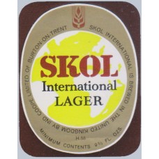 Skol UK (Ind Coope) International Lager H.58 9 2/3 fl ozs Beer Bottle Label