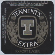 Tennents Caledonian Breweries Extra Export Lager 275ml Beer Bottle Label