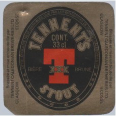 Tennents Caledonian Breweries Biere Brune XXX Stout Cont 33cl Beer Bottle Label