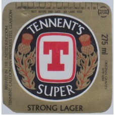 Tennents Caledonian Breweries Super Strong Lager 275ml Beer Bottle Label