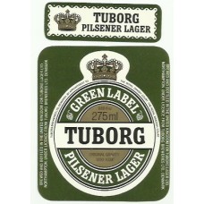Tuborg Breweries UK Green Label Pilsener Lager 275ml Beer Bottle Label