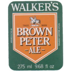 Walkers Warrington Brewery Brown Peter Ale 275ml 9.68 fl oz Beer Bottle Label