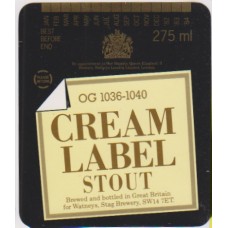 Watneys London Cream Label Stout 275ml Beer Bottle Label