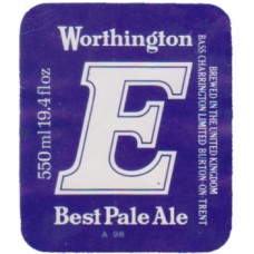 Worthington (Bass) Brewery E Best Pale Ale A98 550ml 19.4 floz Beer Bottle Label