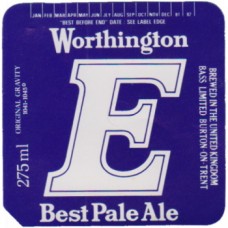 Worthington (Bass) Brewery E Best Pale Ale 275ml OG 1041-1045 Beer Bottle Label
