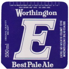 Worthington (Bass) Brewery E Best Pale Ale 550ml OG 1041-1045 Beer Bottle Label