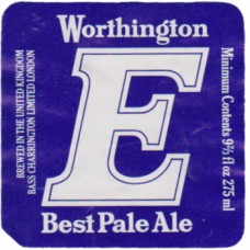 Worthington (Bass) Brewery E Best Pale Ale 9 2/3 fl oz 275ml Beer Bottle Label
