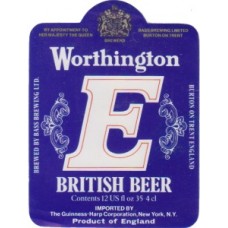 Worthington (Bass) Brewery E British Beer 12 US fl oz 35.4cl Beer Bottle Label