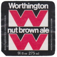 Worthington (Bass) Brewery Nut Brown Ale 9 2/3 fl oz 275ml Beer Bottle Label