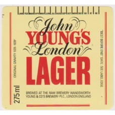 Youngs Brewery Wandsworth London Lager 275ml OG 1035-1039 Beer Bottle Label