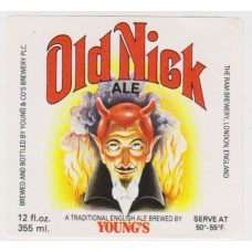 Youngs Brewery Wandsworth Old Nick Barley Wine 12 fl oz 355ml Beer Bottle Label
