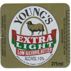 Youngs Brewery Wandsworth Extra Light Low Alcohol Bitter 275ml Beer Bottle Label