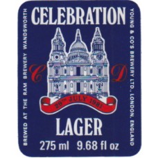 Youngs Brewery Wandsworth Celebration Lager 275ml 9.68 fl oz Beer Bottle Label