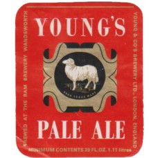 Youngs Wandsworth Brewery Pale Ale 39 floz 1.1 litres Beer Bottle Label